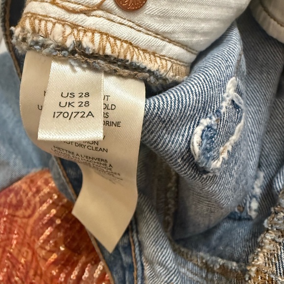 Free People We The Free Zappa Patched Harem Jeans Womens Sz 28 Button Fly - Picture 11 of 12